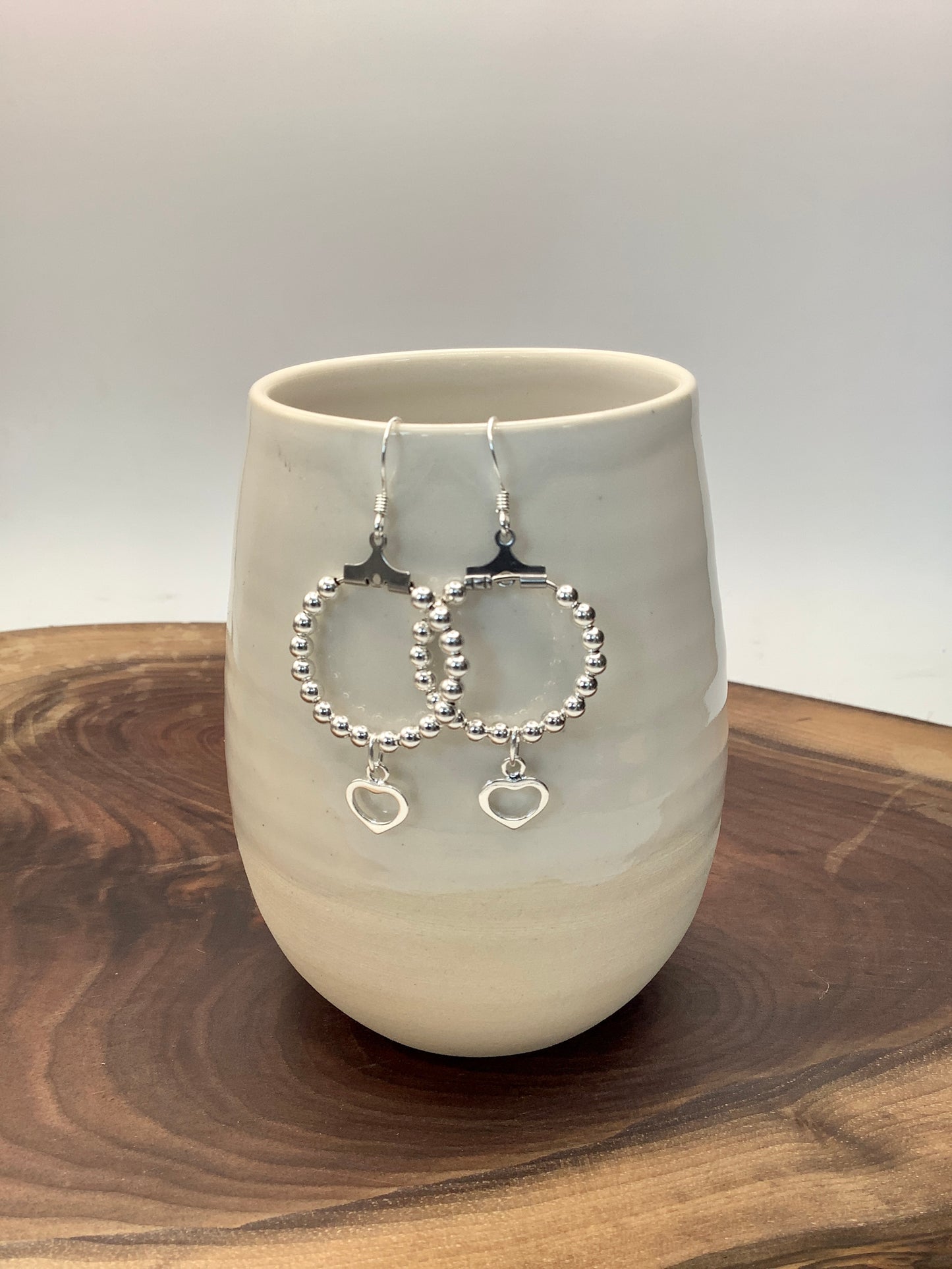 Sterling Silver Hoop Earrings with hearts