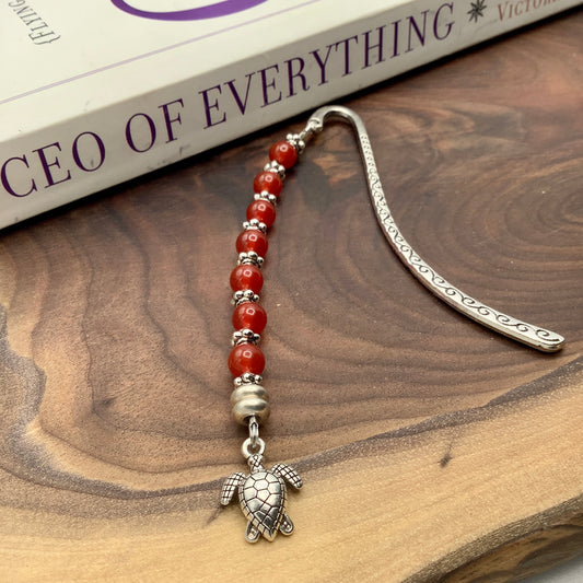 Carnelian Bookmark with Sea Turtle Charm