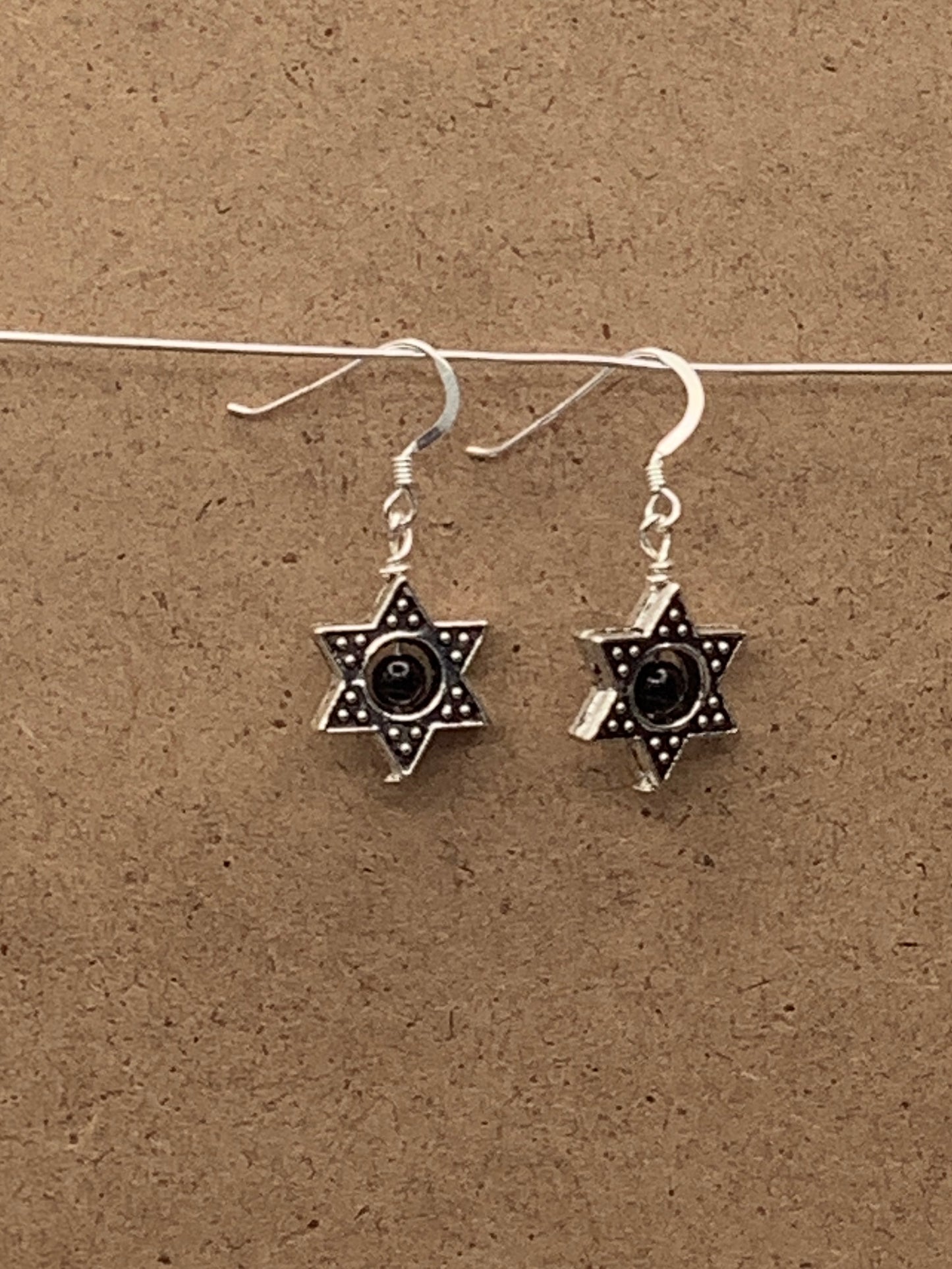 Obsidian Star Earrings with Sterling Silver Earwire