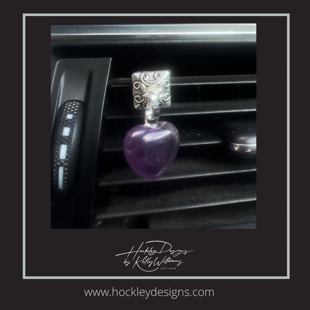 amethyst heart car vent clip