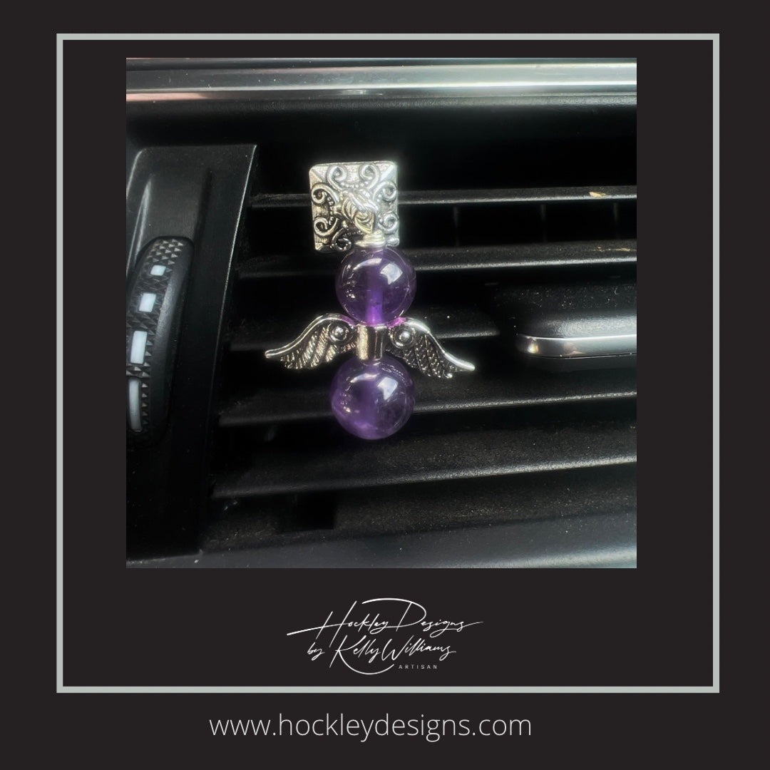 amethyst angel car vent clip