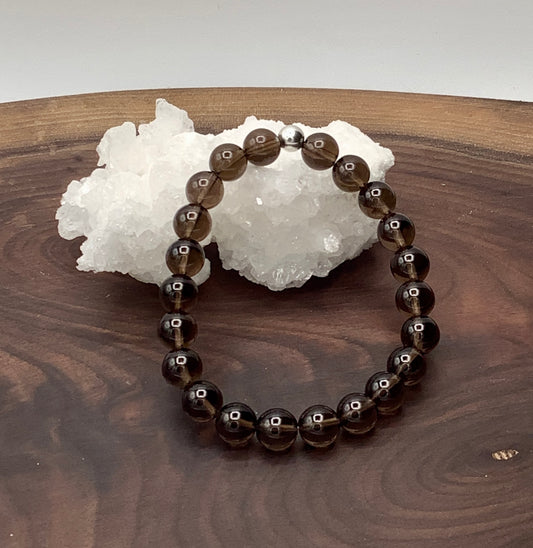 Smoky Quartz Bracelet with Sterling Silver Bead