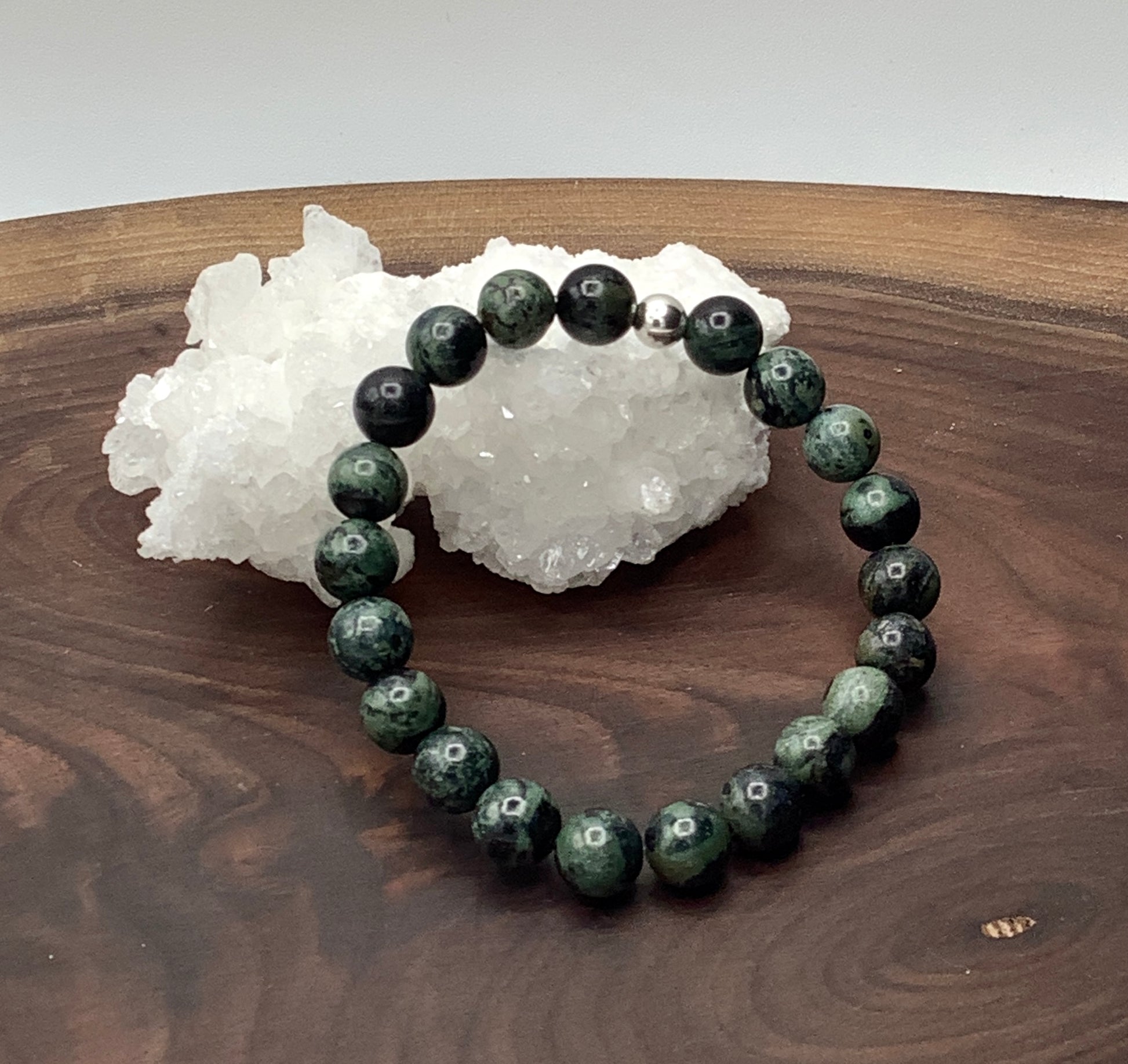 Kambaba Jasper bracelet with Sterling Silver Bead