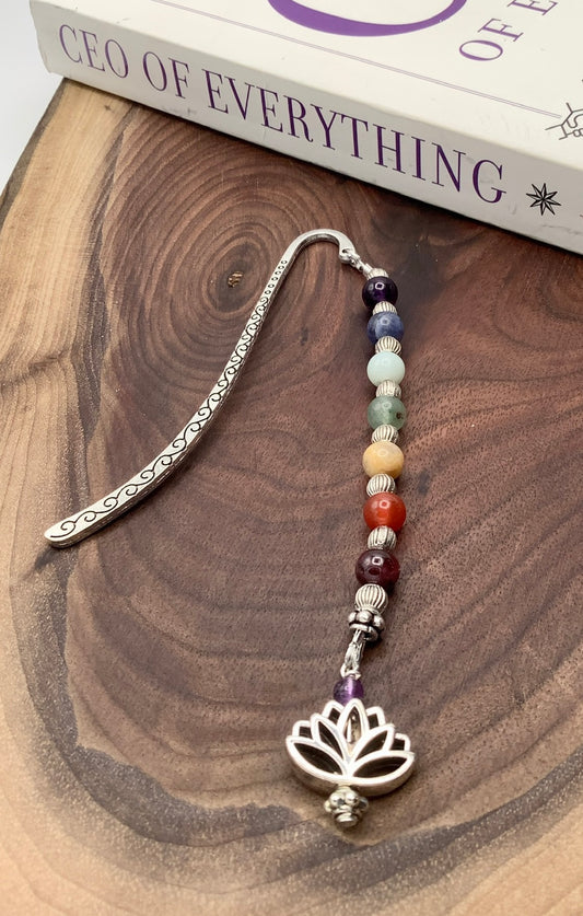 Chakra bookmark with lotus flower charm