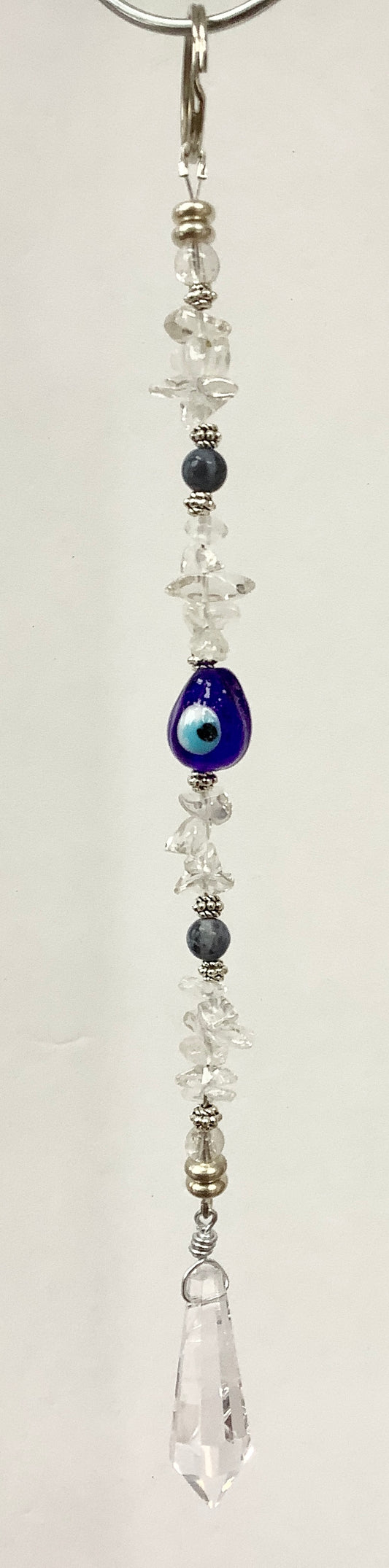 Lampwork Evil Eye Suncatcher with Crystal Quartz and Sodalite