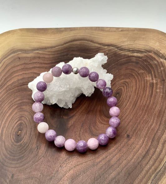 Lepidolite bracelet with Sterling Silver Bead