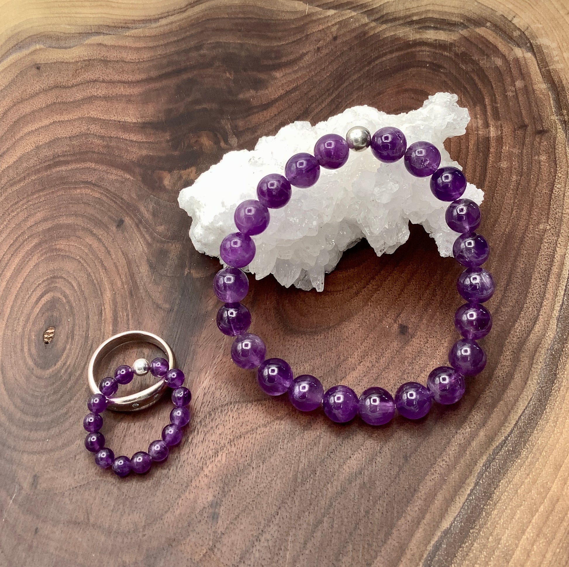 amethyst stretch bracelet with amethyst stretch ring