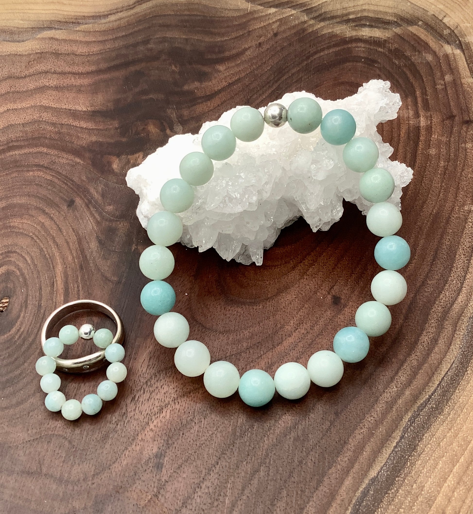 amazonite stretch bracelet and amazonite stretch ring