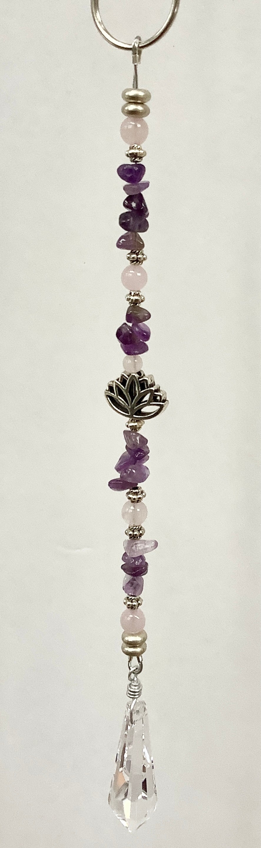 Lotus Flower Suncatcher with Amethyst and Rose Quartz