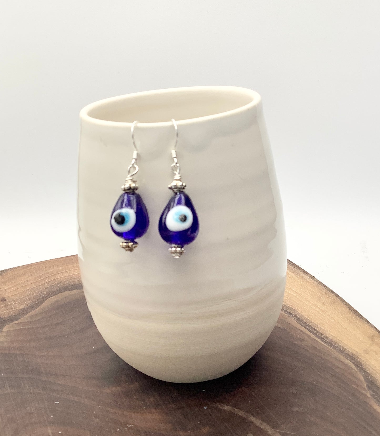 Lampwork Evil Eye Earrings with Sterling Silver Earwire