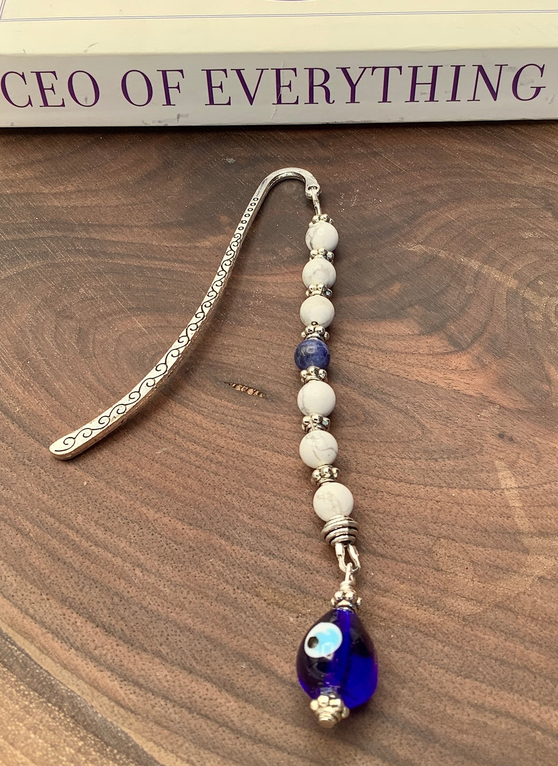 Evil Eye Bookmark with Howlite and Sodalite