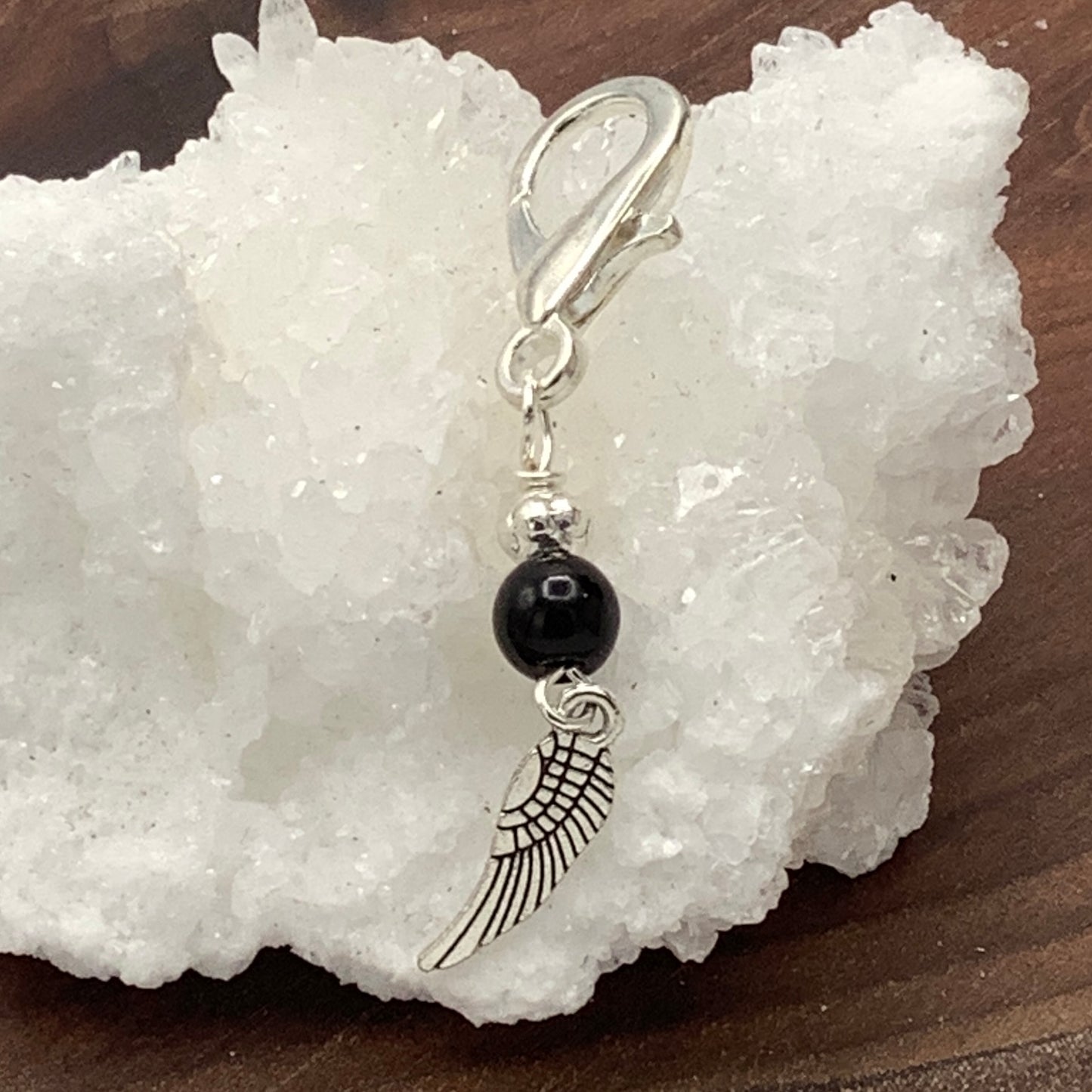 Feather Obsidian Charm