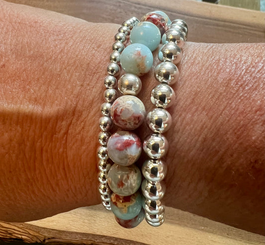 African Opal Jasper Stack Bracelet