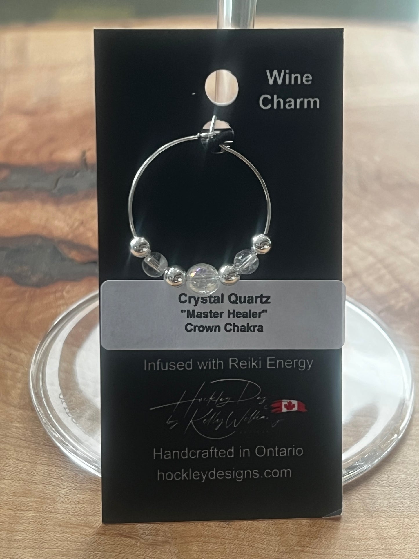Crystal Quartz Wine Charm