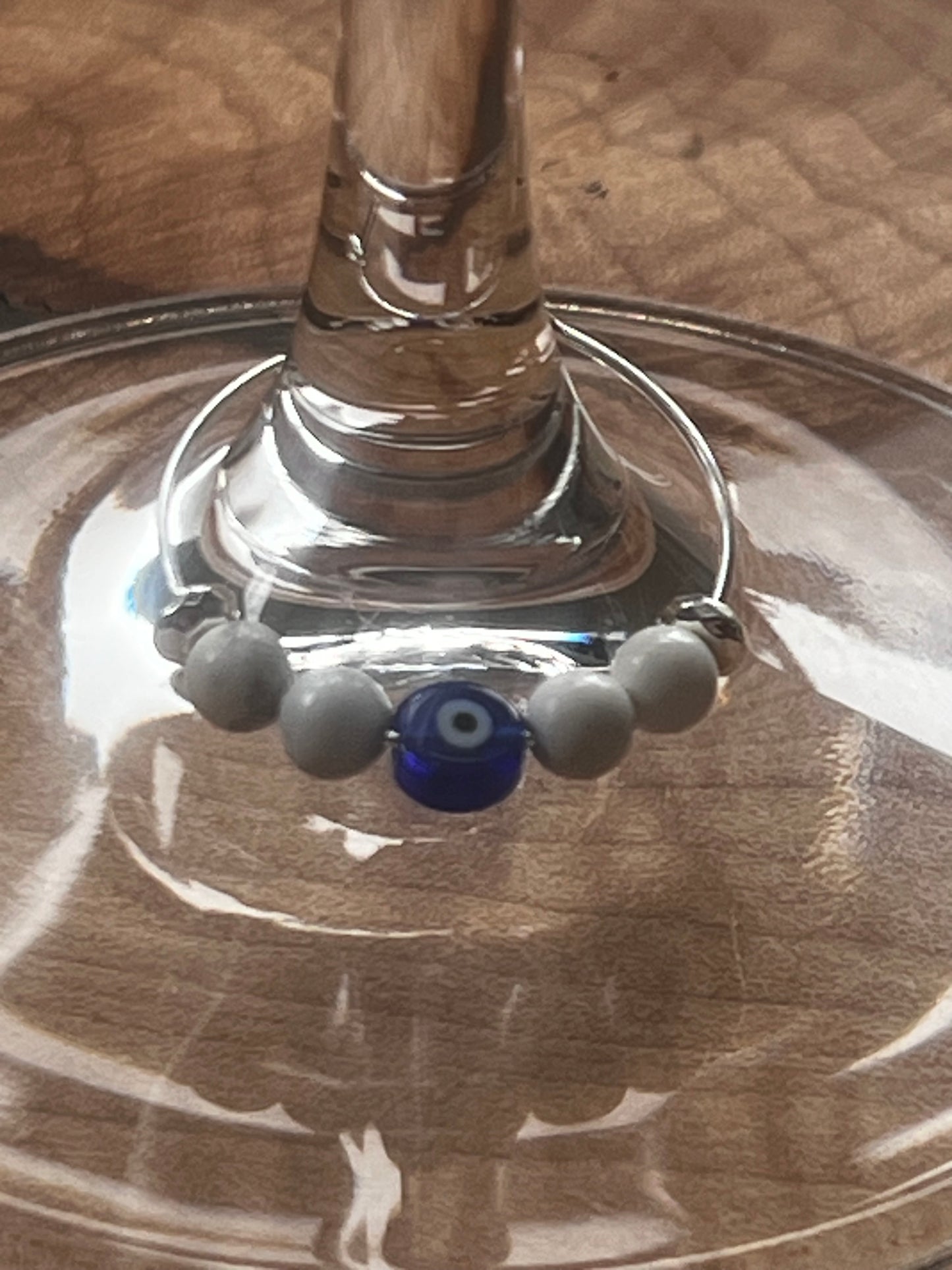 Evil Eye  & Howlite Wine Charm