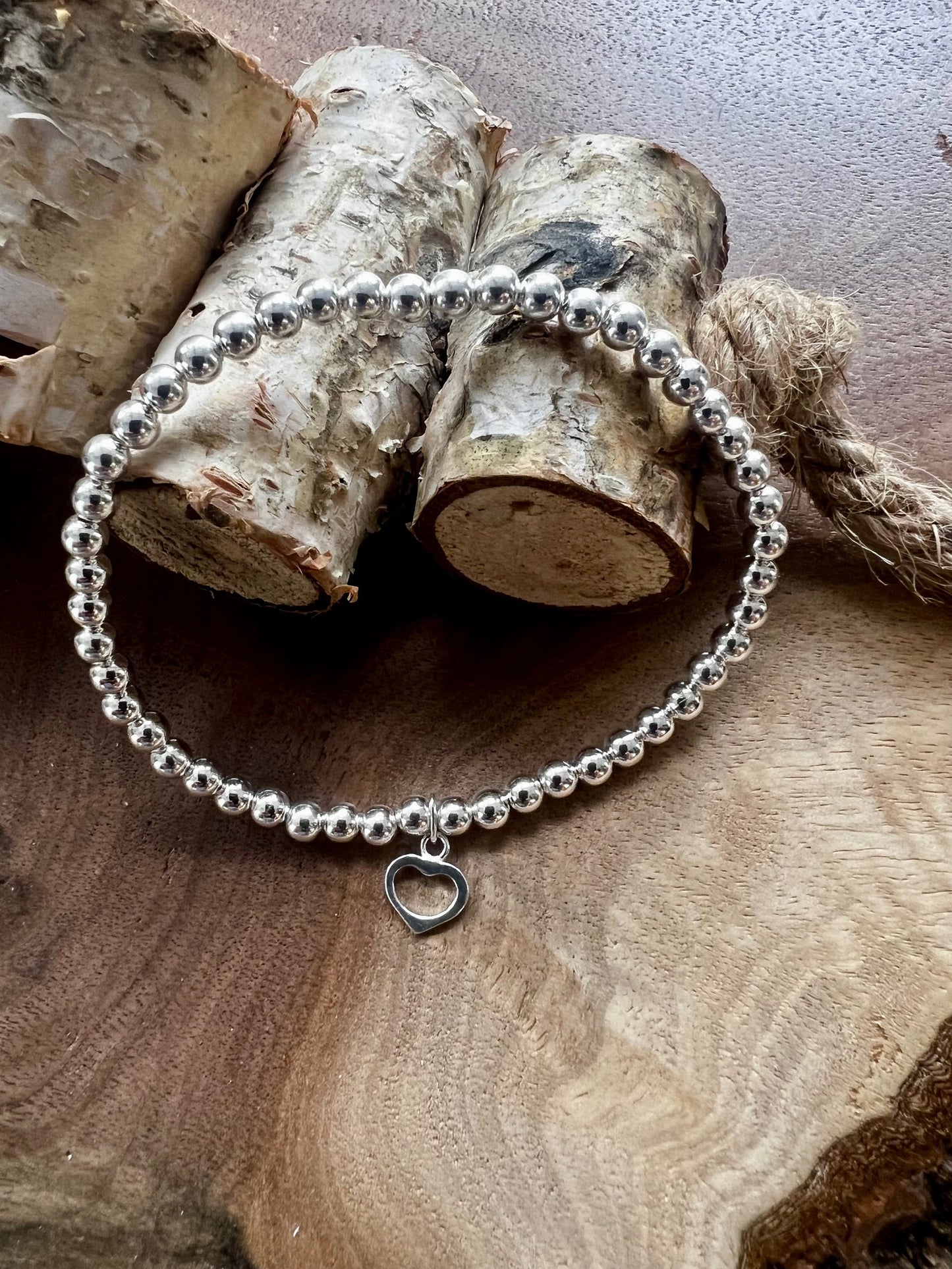 Sterling Silver Bracelet with Heart Charm