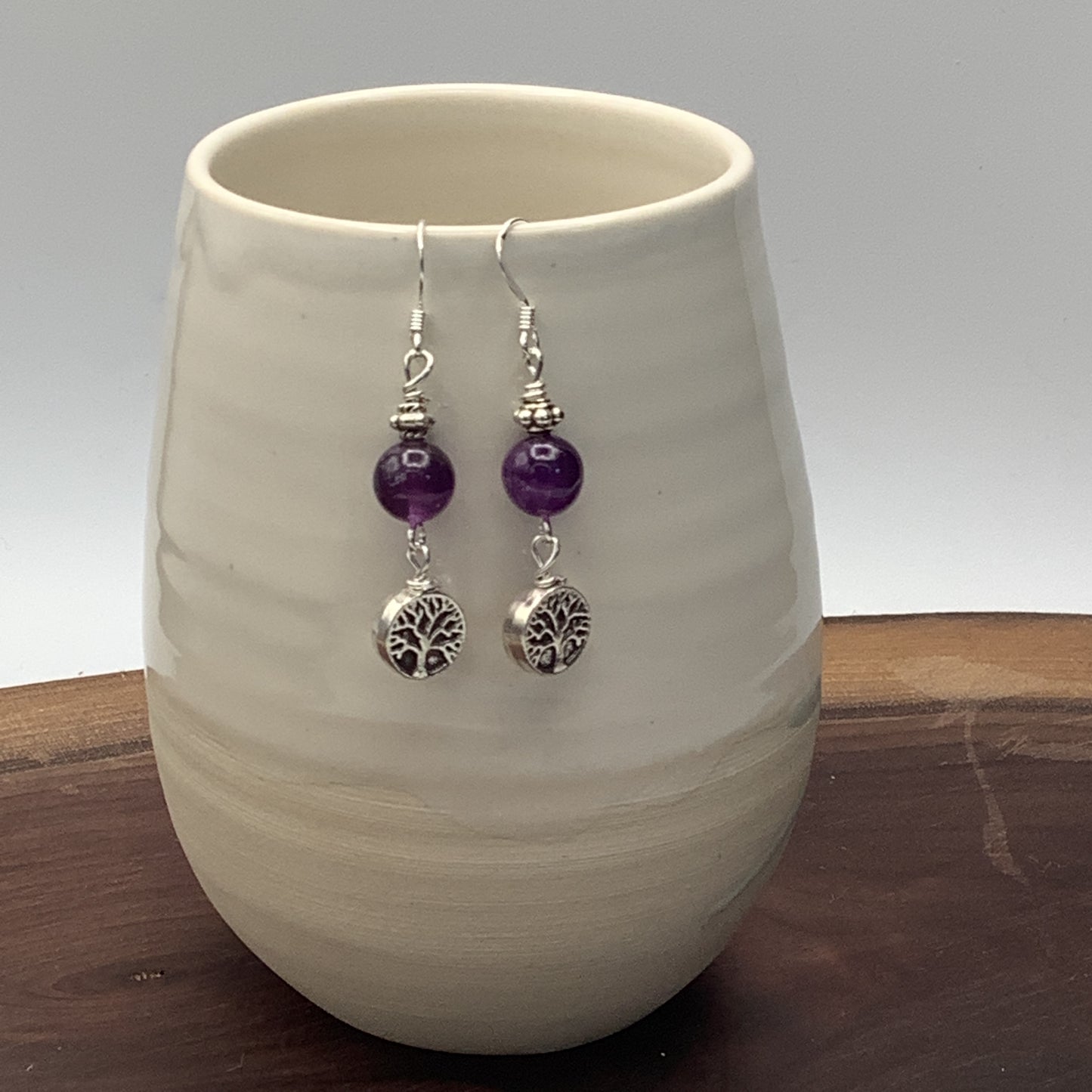 Amethyst earrings with Tree of Life