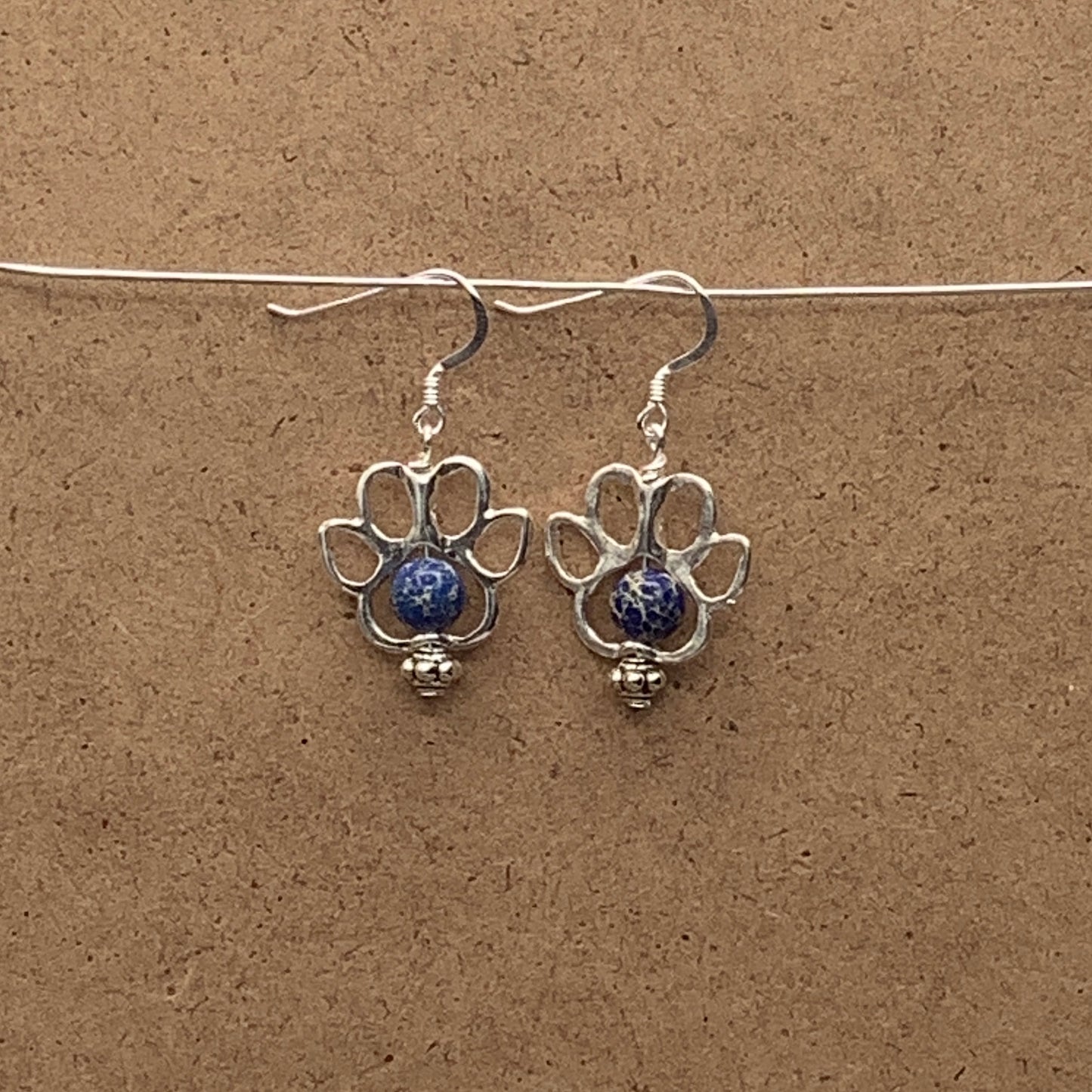 Dog Paw Earrings with Dyed Magnesite and Sterling Silver Earwire
