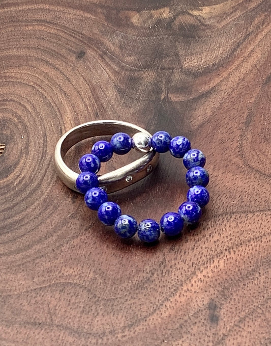 Lapis Lazuli ring with Sterling Silver Bead