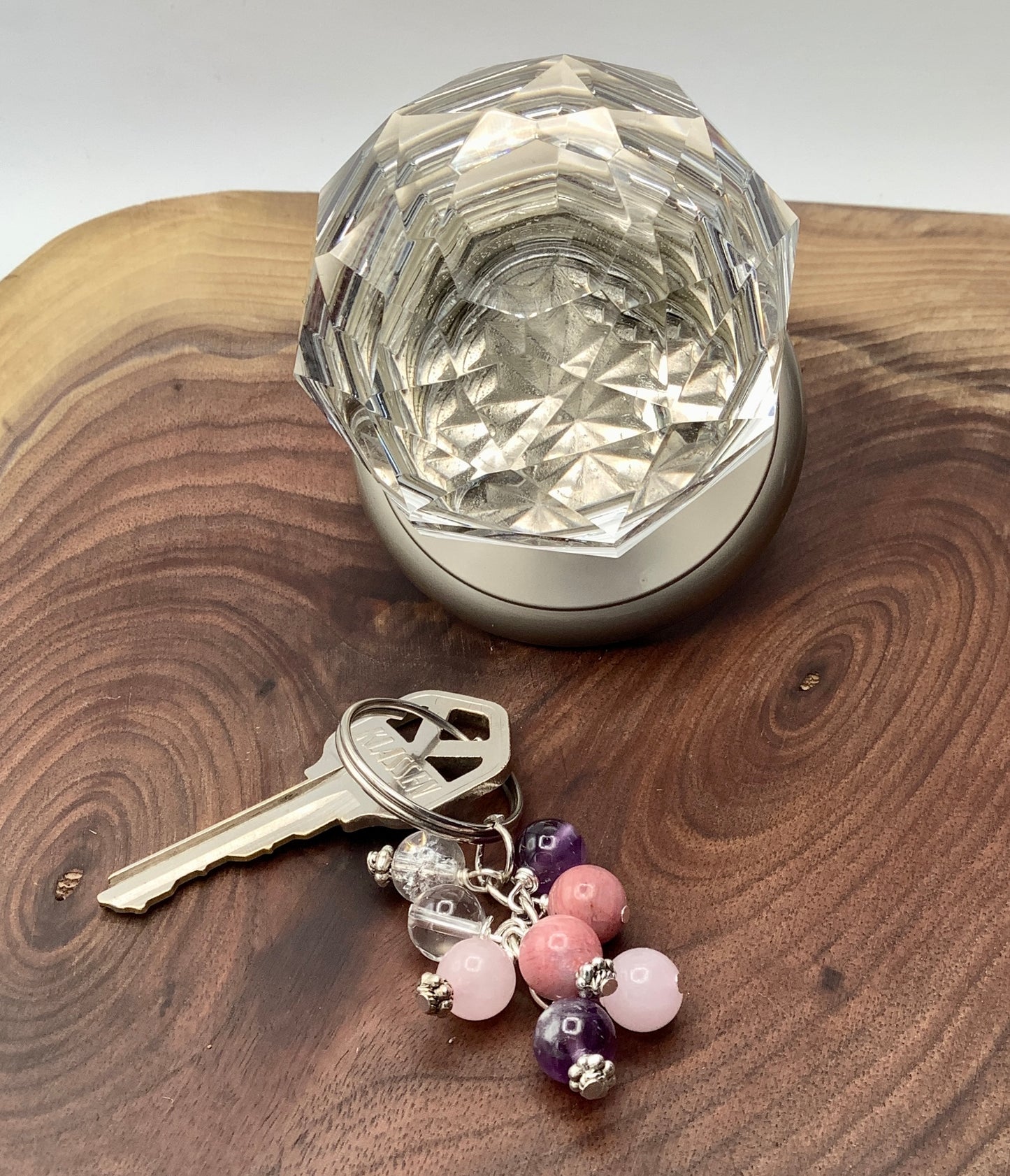 Handcrafted gemstone Love keychain