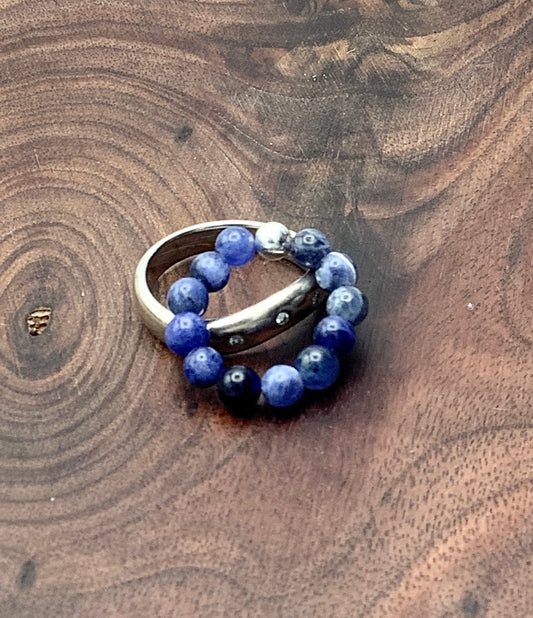 Sodalite Ring with Sterling Silver Bead