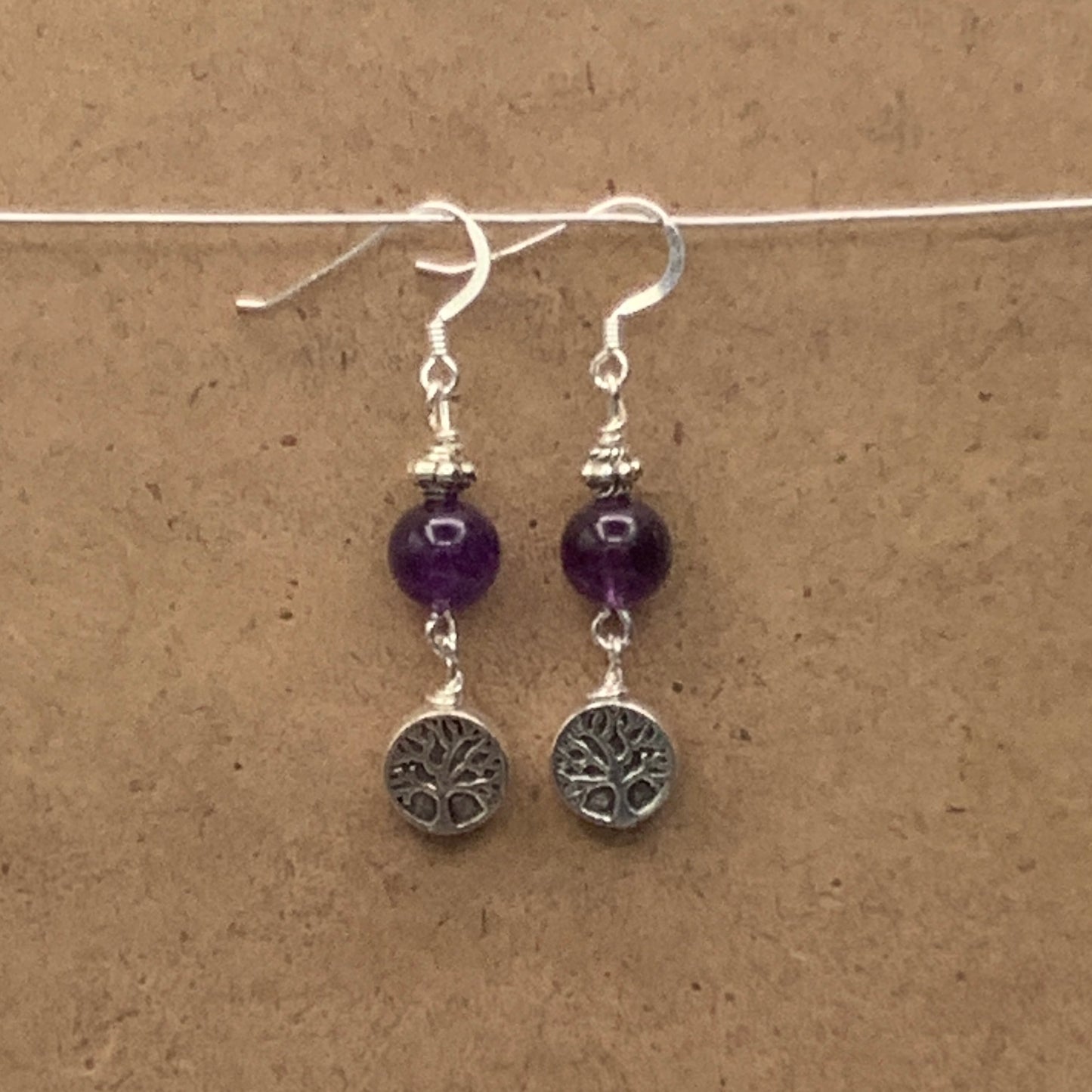 amethyst earrings with Tree of Life