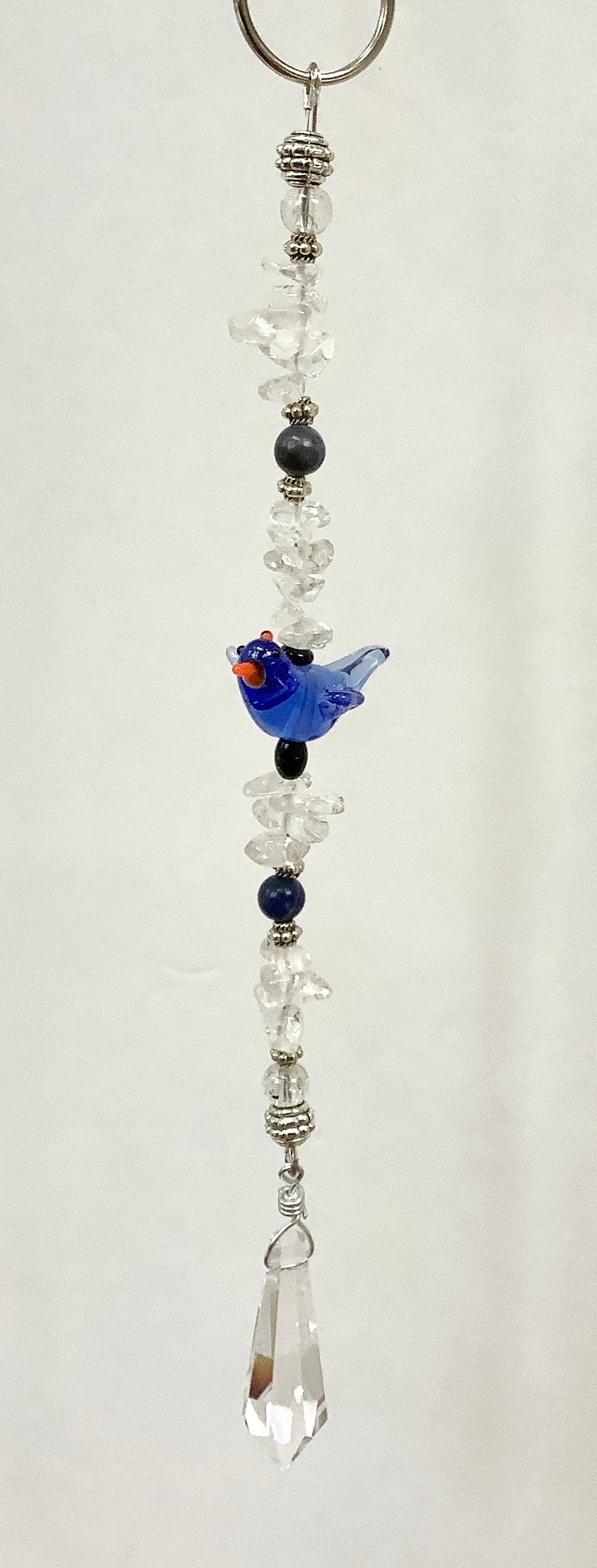 Bluebird Suncatcher with Crystal Quartz and Sodalite