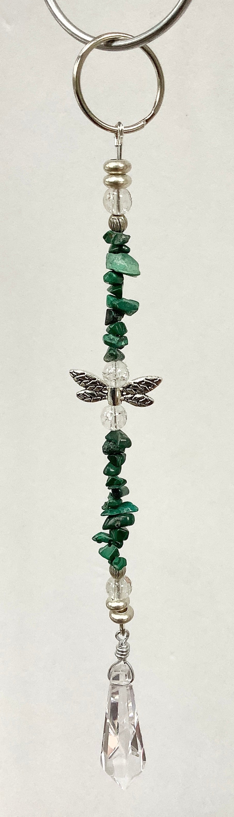 Dragonfly Suncatcher with Malachite and Crystal Quartz
